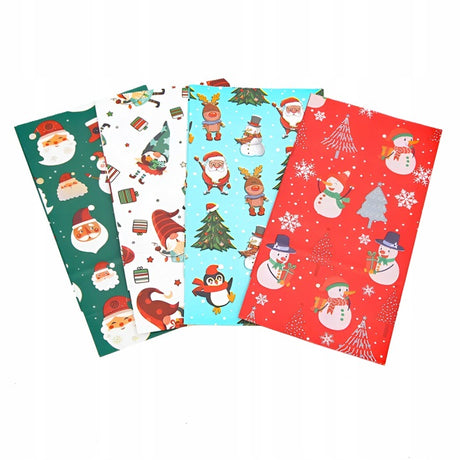 Torba papierowa klockowa świąteczna 130x80x240mm Mikołaj Bałwan Renifer Skrzat 4szt.