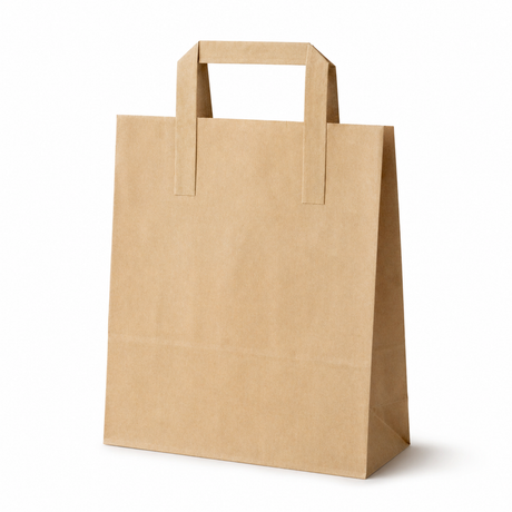 Torba papierowa z Uchwytem Płaskim 180x90x220 mm Brązowa