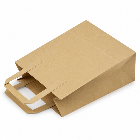 Torba papierowa z Uchwytem Płaskim 180x90x220 mm Brązowa