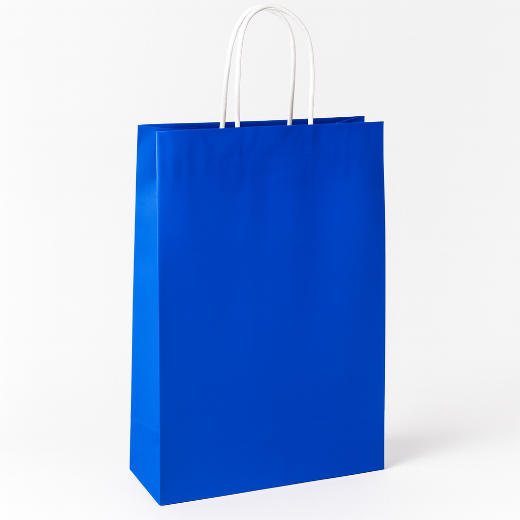 Torba papierowa z uchwytem skręcanym 240x100x340mm Granatowa Premium