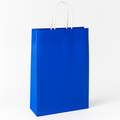 Torba papierowa z uchwytem skręcanym 240x100x340mm Granatowa Premium