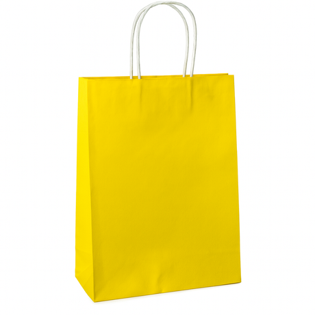 Torba papierowa z uchwytem skręcanym 240x100x340mm Żółta Premium