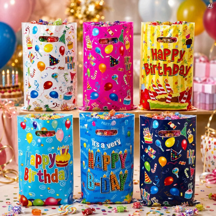 Torebki foliowe 160x250mm happy birthday 30szt