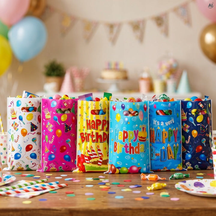 Torebki foliowe 160x250mm happy birthday 30szt