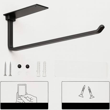 Czarny uchwyt kuchenny na ręcznik papierowy