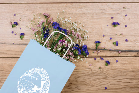 Torba papierowa 180x80x225mm Niebieski Pastel RADOSNYCH ŚWIĄT 50szt.