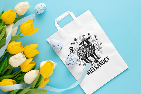 Torba papierowa 320x160x390mm BIAŁA RADOSNEJ WIELKANOCY 50szt.