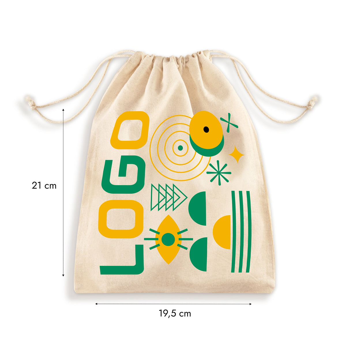 Worek bawełniany z nadrukiem: pole nadruku sitodrukiem do 25 × 25 cm [mat:worek:extra:wymiary]