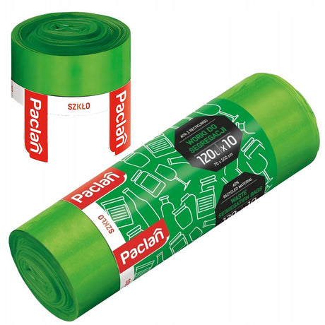 Mocne worki na śmieci do segregacji szkła zielone 120l Paclan