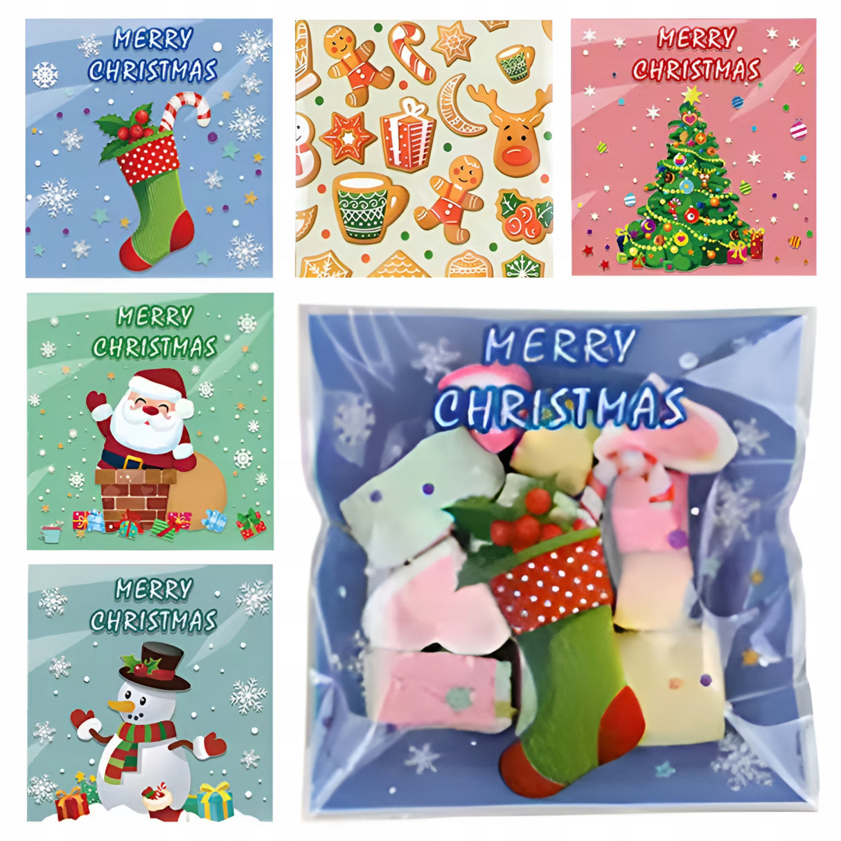 Woreczki celofanowe z zamknięciem Merry Christmas