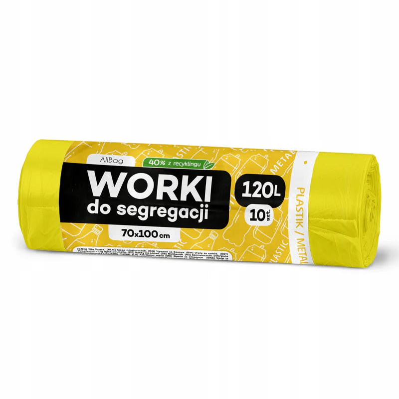 Żółte worki na śmieci z recyklingu 120L