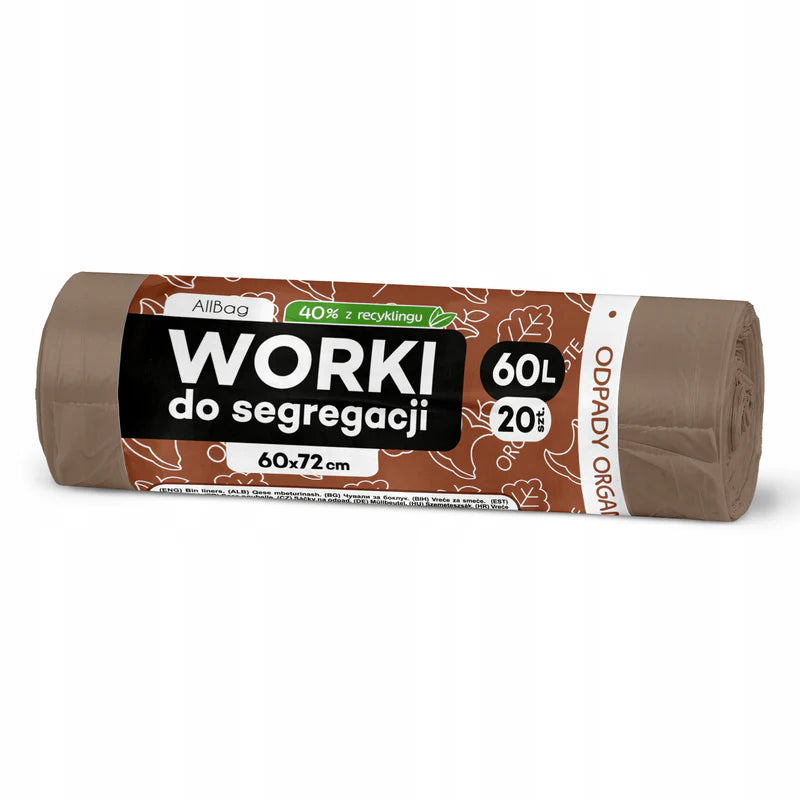 Brązowe worki na śmieci 60L