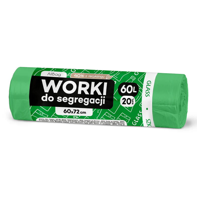 Zielone worki na śmieci z recyklingu 35 L 60L
