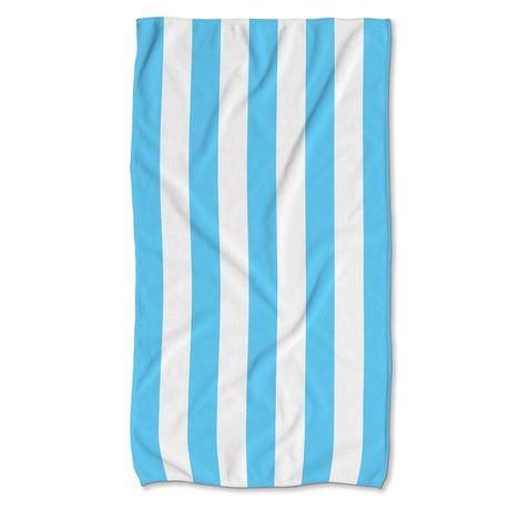 Szybkoschnący Ręcznik Plażowy 150x80 cm KOLOROWE PASKI Jasnoniebieski