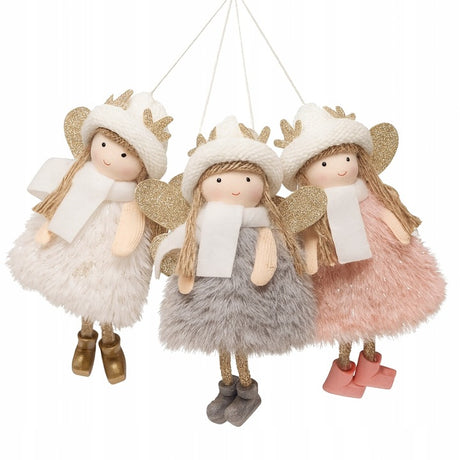 Zestaw aniołków z futerkiem i czapką renifera