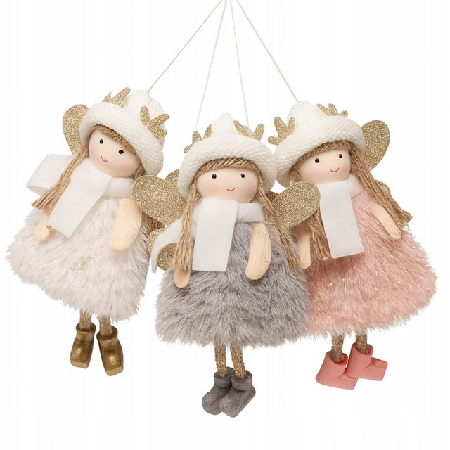 Zestaw aniołków z futerkiem i czapką renifera