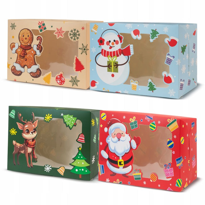 Zestaw świątecznych pudełek z okienkiem 4 szt