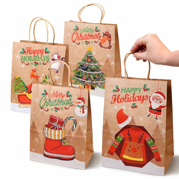 Zestaw świątecznych toreb papierowych 12 szt. Happy Holiday