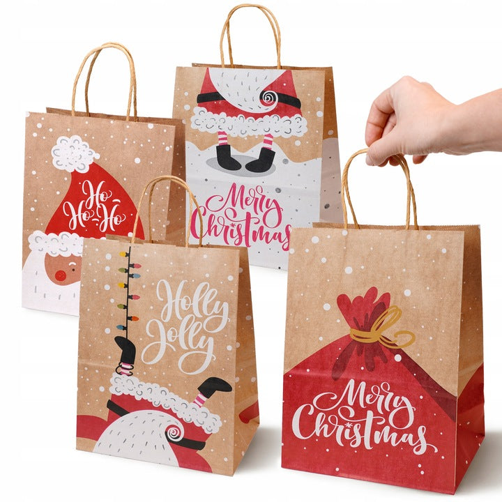 Zestaw świątecznych toreb papierowych 12 szt. Kraft