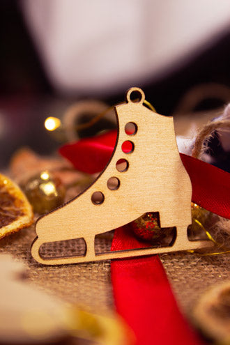 Drewniane ozdoby świąteczne na choinkę 5szt + woreczek zygzak