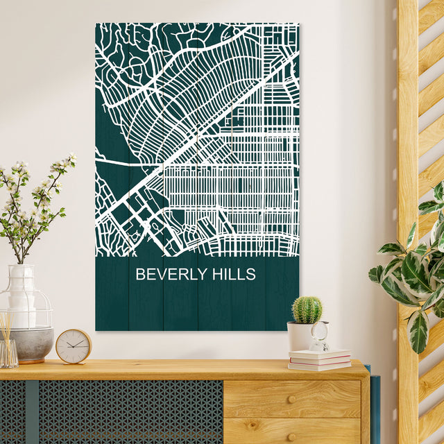 Obraz na drewnie Mapa Beverly Hills - Beverly Hills