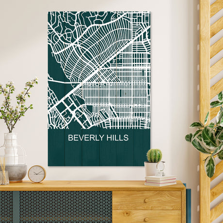 Obraz na drewnie Mapa Beverly Hills - Beverly Hills