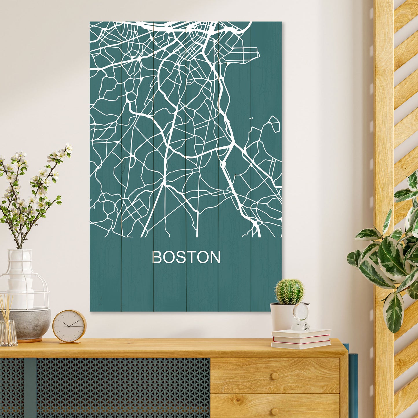 Obraz na drewnie Mapa Boston - Boston