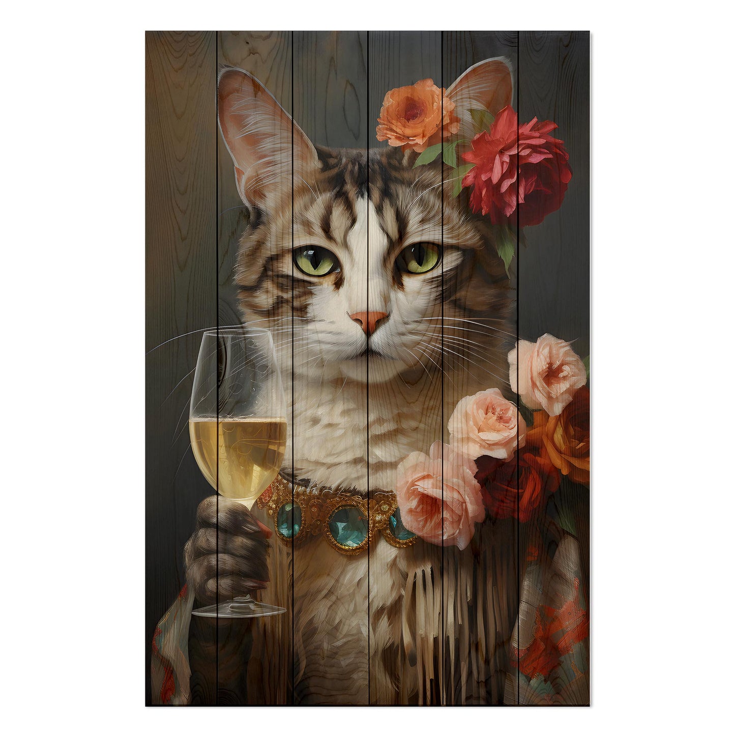 Obraz na drewnie Kot z szampanem Cheers Cat