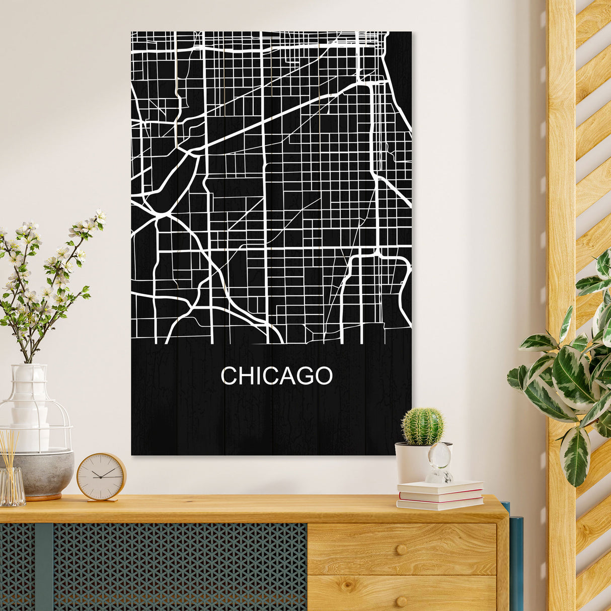 Obraz na drewnie Mapa Chicago - Chicago
