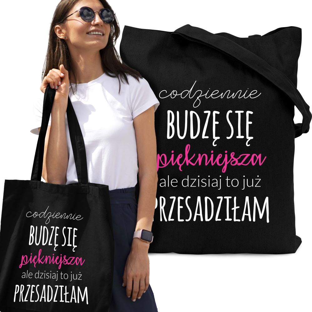 Prezent na Dzień Kobiet - Torba z nadrukiem czarna