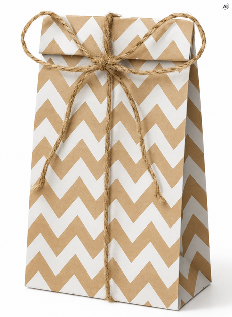 Torba Papierowa Klockowa 80x65x190mm w zygzaki Brązowa