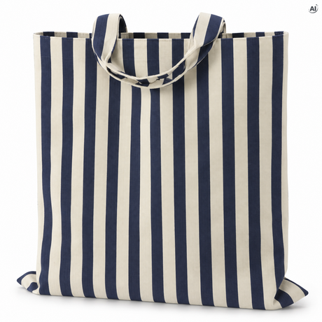 Torba bawełniana 380x420mm Uchwyt: 35cm - Niebieskie paski