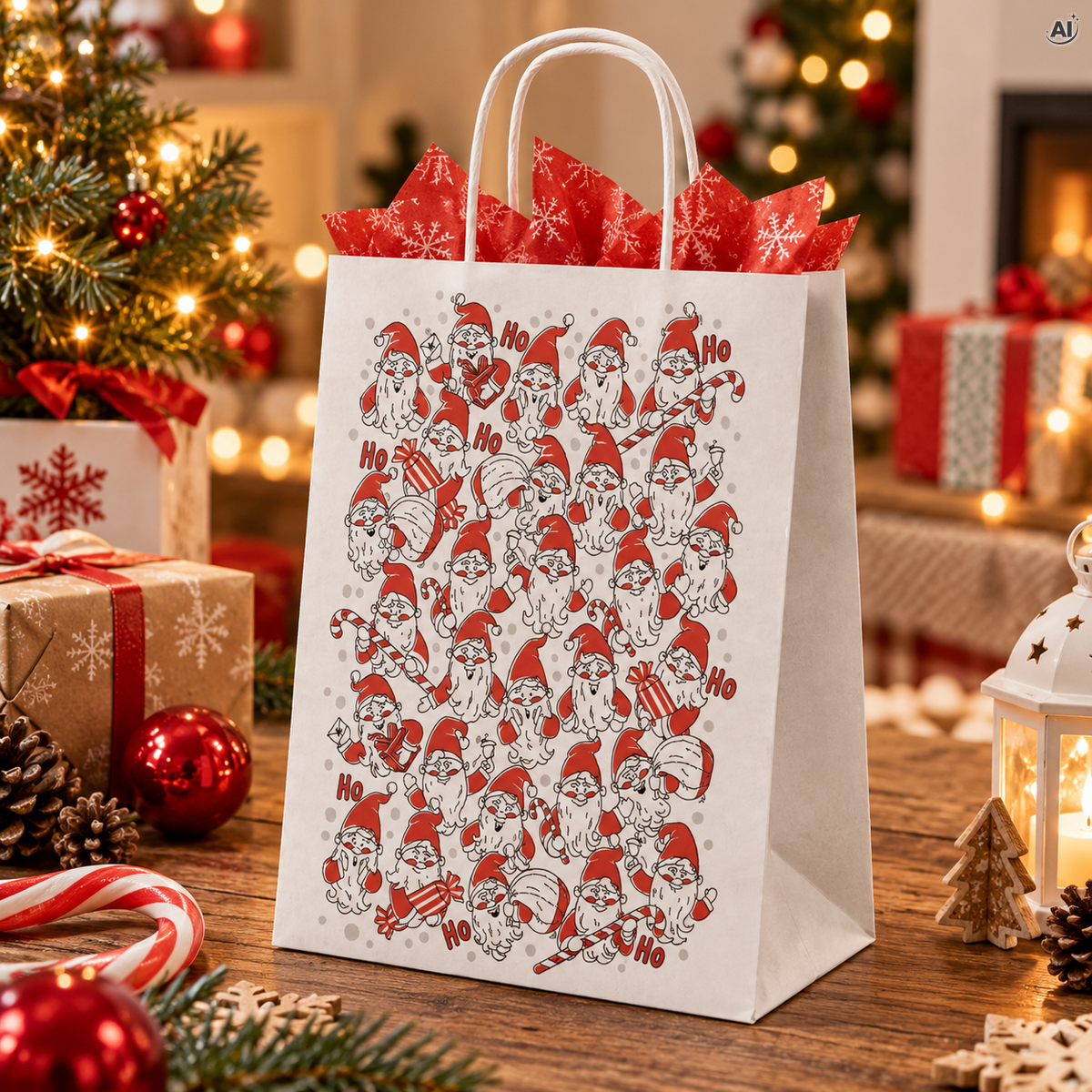 Torba papierowa świąteczna 240x100x320mm Mikołaje
