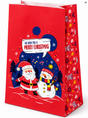 Torba papierowa świąteczna 160x80x270mm Mikołaj i Bałwan