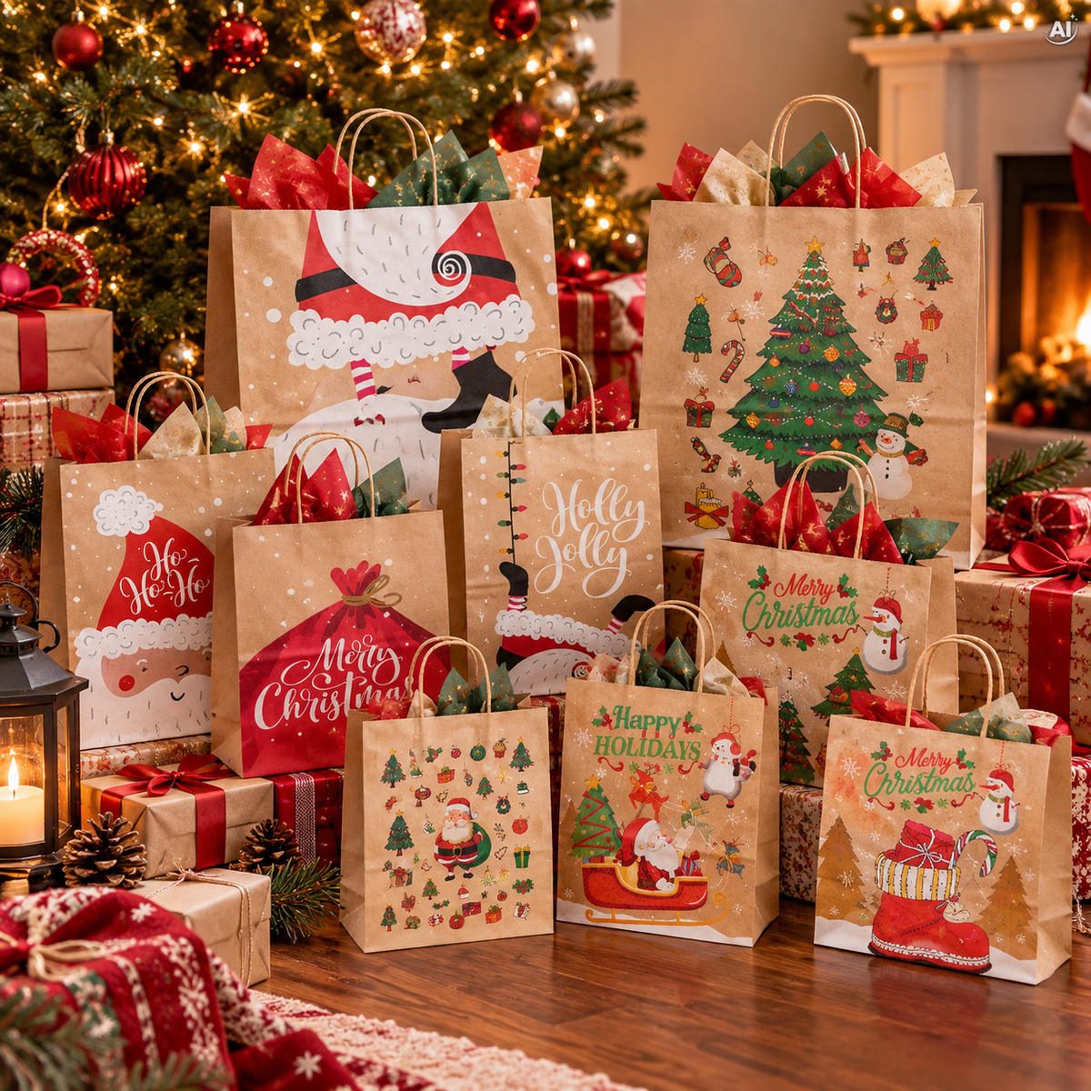 Zestaw świątecznych toreb papierowych 12 szt. Merry Christmas