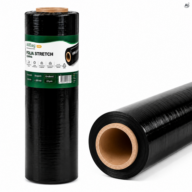 Czarna folia stretch 2,7 kg netto
