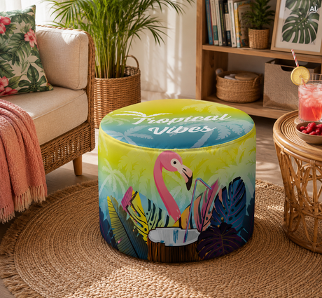 Pufa Okrągła Podnóżek Tropical Vibes