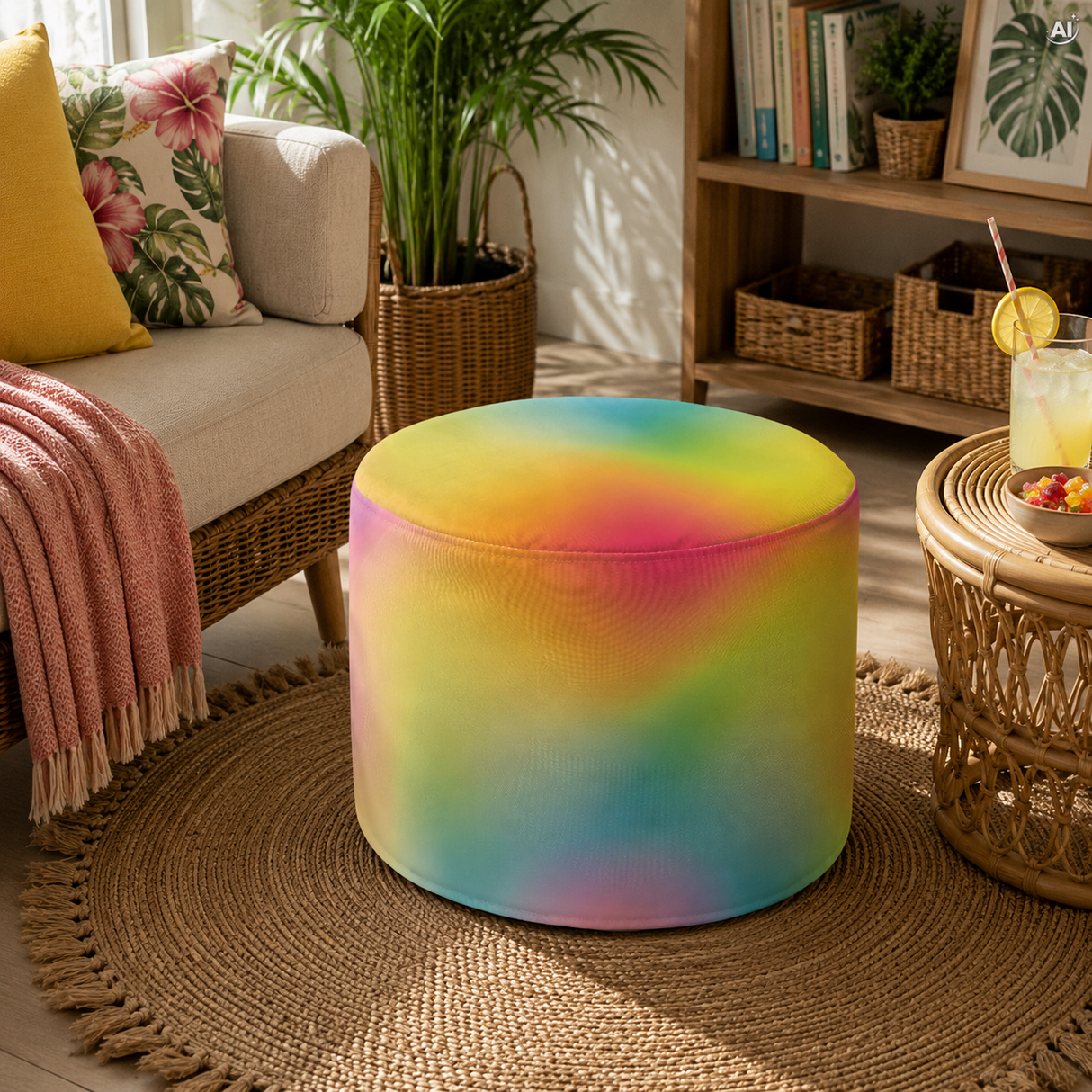 Pufa Okrągła Podnóżek Rainbow