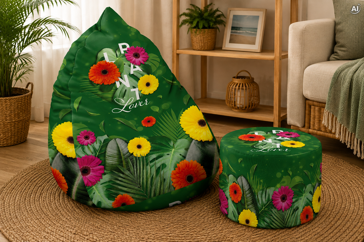 ZESTAW Pufa + Podnóżek Plant Lover