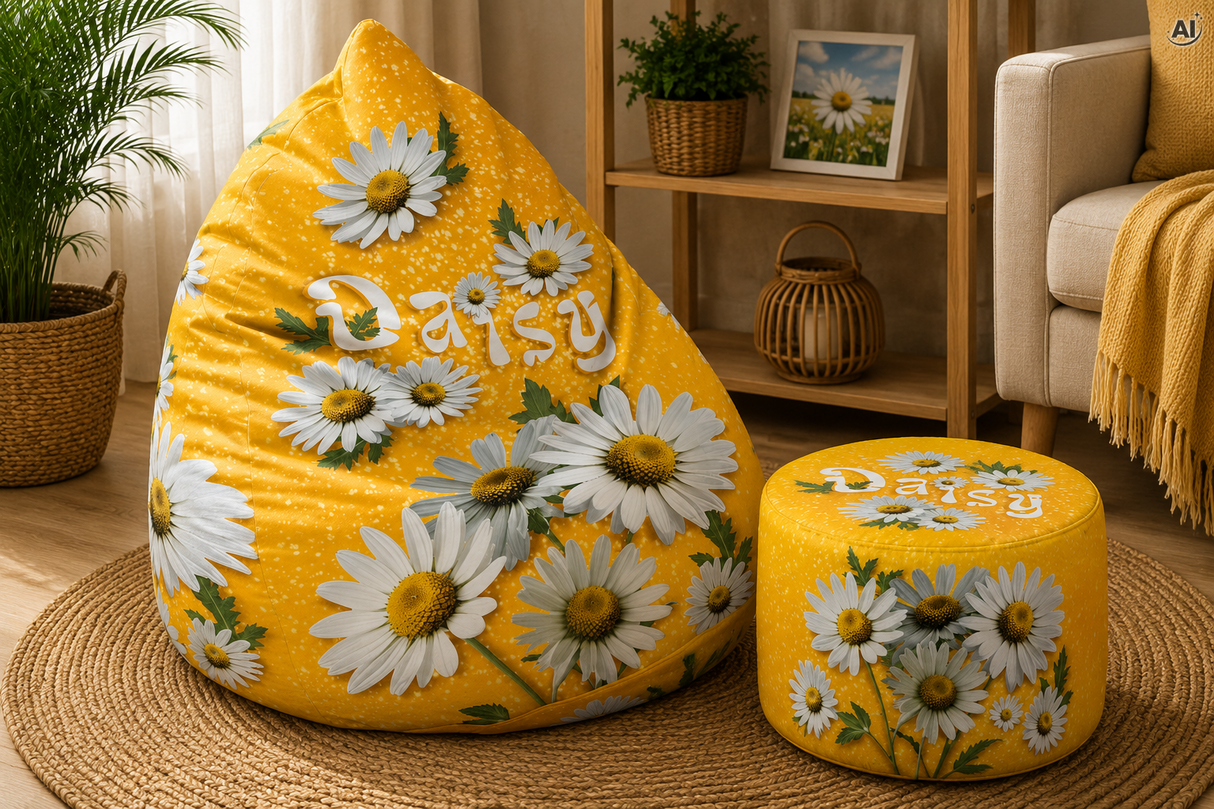 ZESTAW Pufa + Podnóżek Daisy