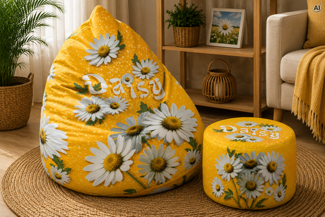 ZESTAW Pufa + Podnóżek Daisy