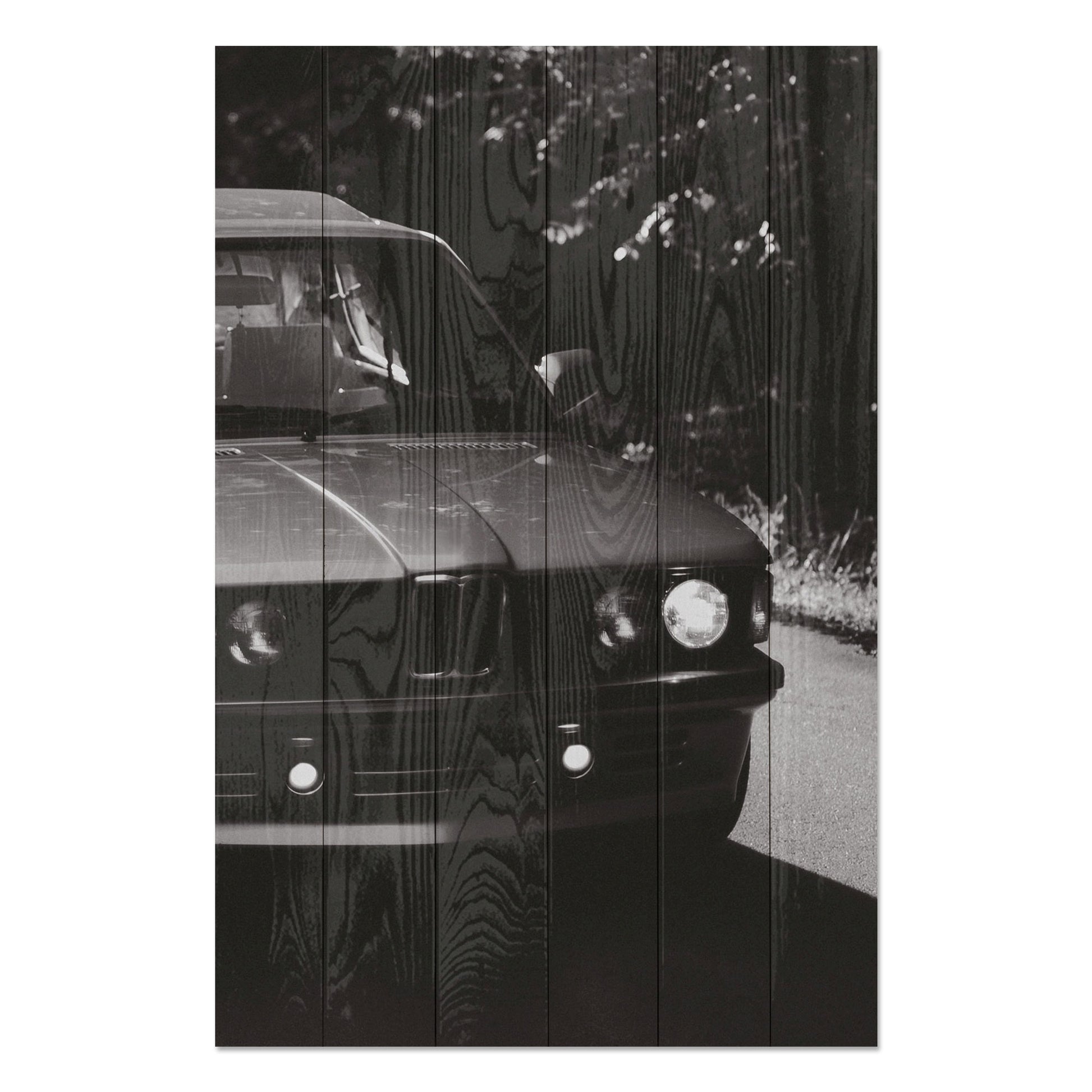 Obraz na drewnie Samochód czarno-biały - Dark Soul