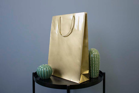 Torba laminowana z uchwytem sznurkowym 300x100x400mm Złota