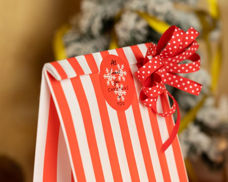 Zestaw torebek Świątecznych do pakowania prezentów CZERWONO BIAŁY