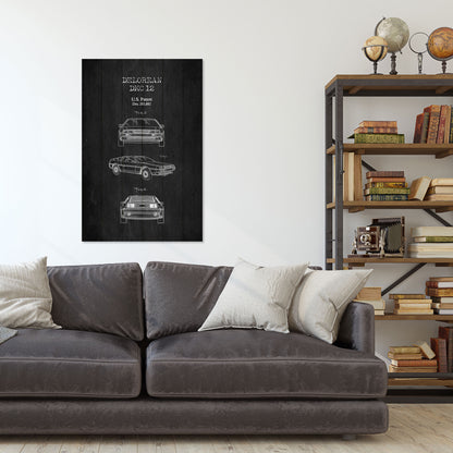 Obraz na drewnie Rysunek samochód - DeLorean Black