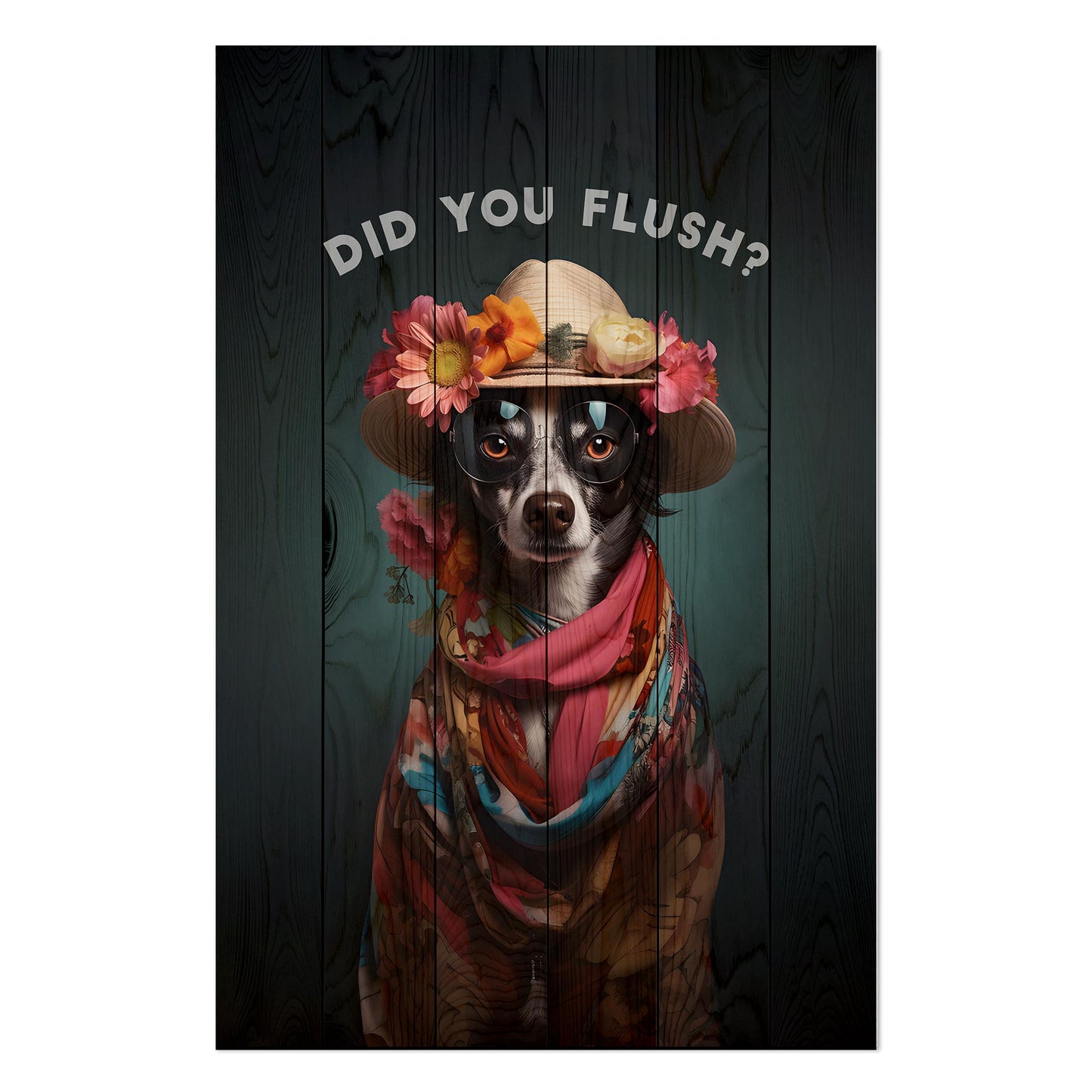 Obraz na drewnie Pies w okularach Did you Flush?