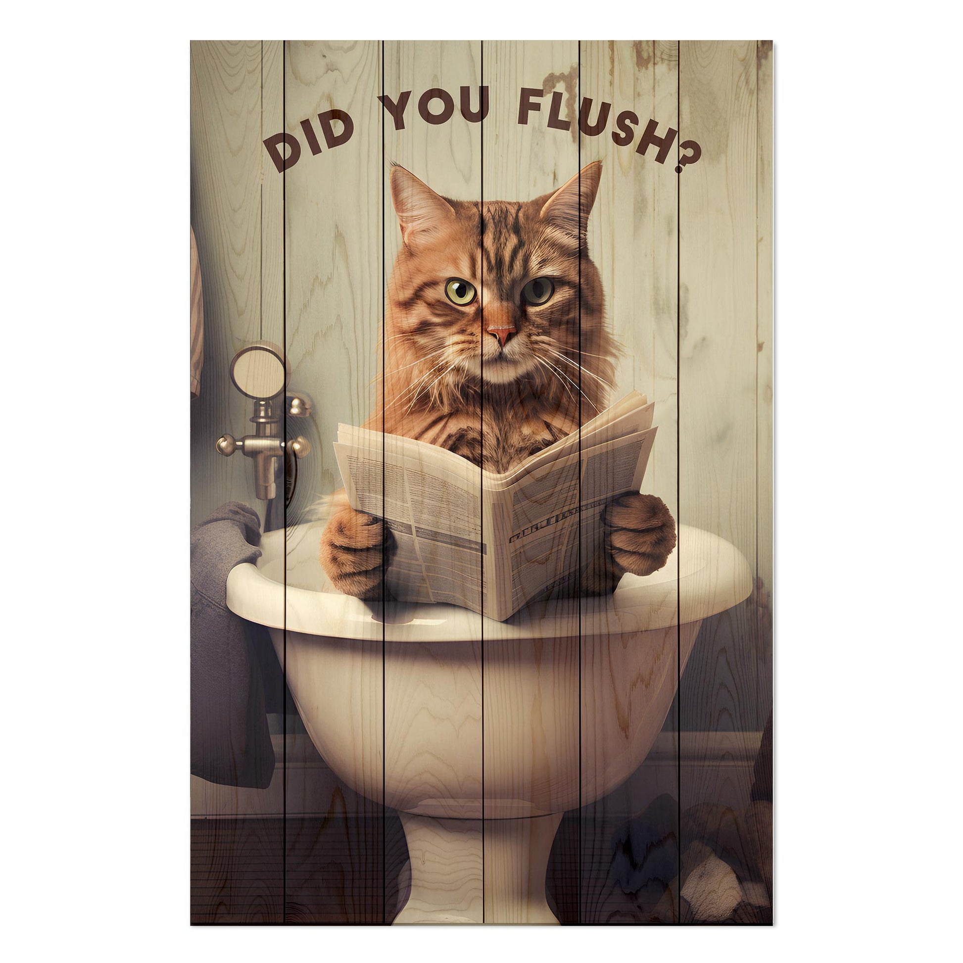 Obraz na drewnie Kot w wannie Did you Flush Cat
