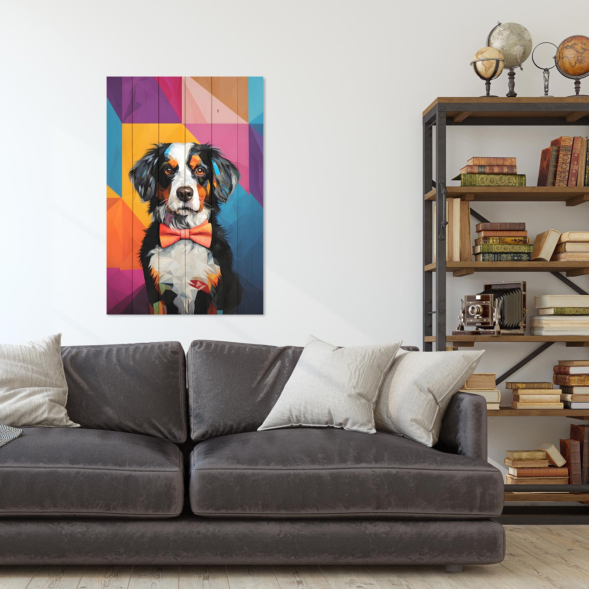 Obraz na drewnie Pies z muchą Dog Mosaic