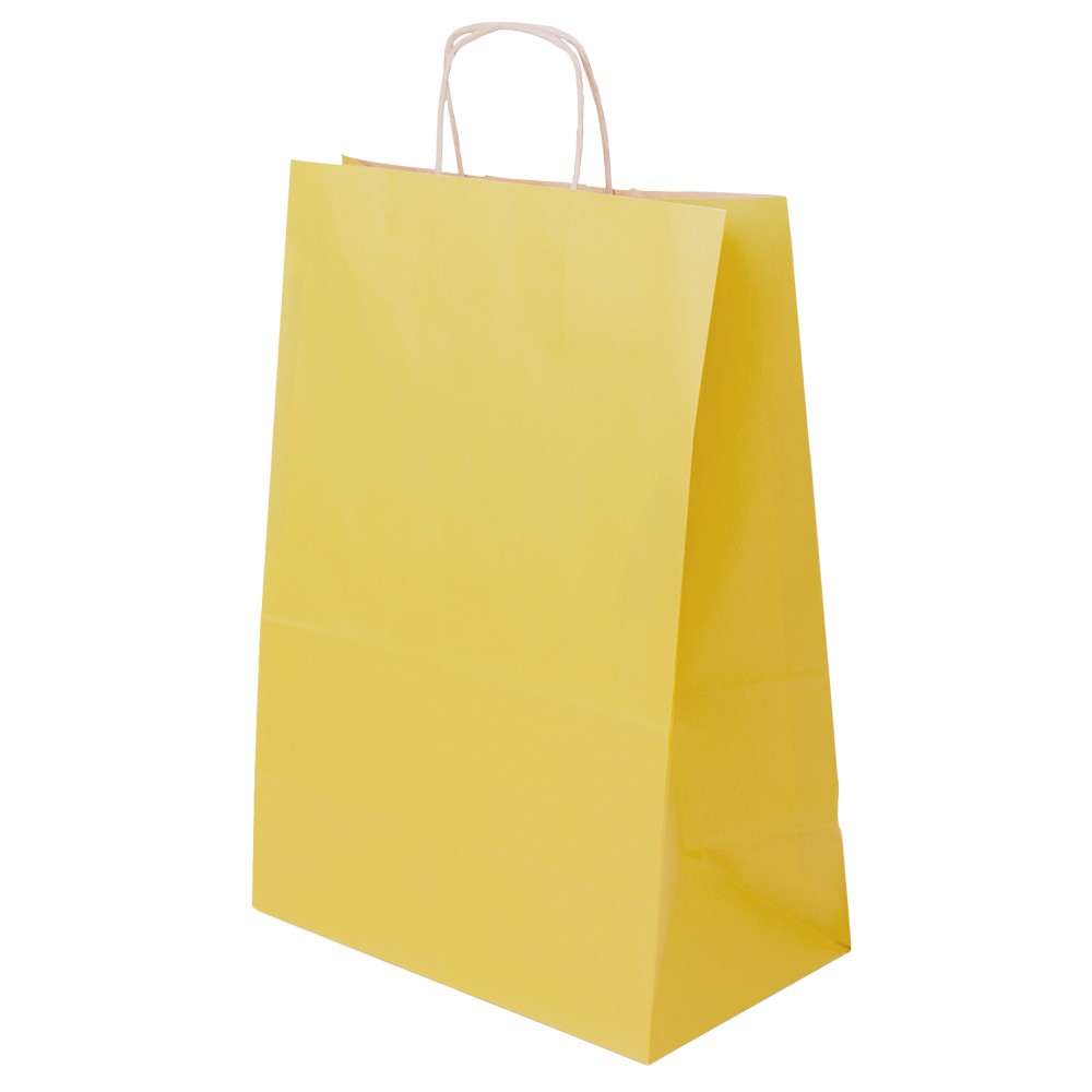 Torba papierowa 305x170x425mm z uchwytem skręcanym ŻÓŁTA