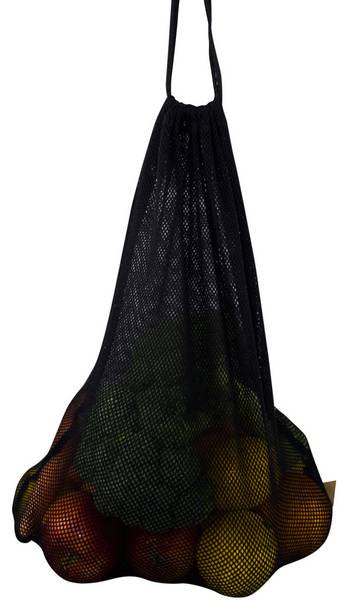 Worek z siatki bawełnianej 30x45cm - kolor czarny
